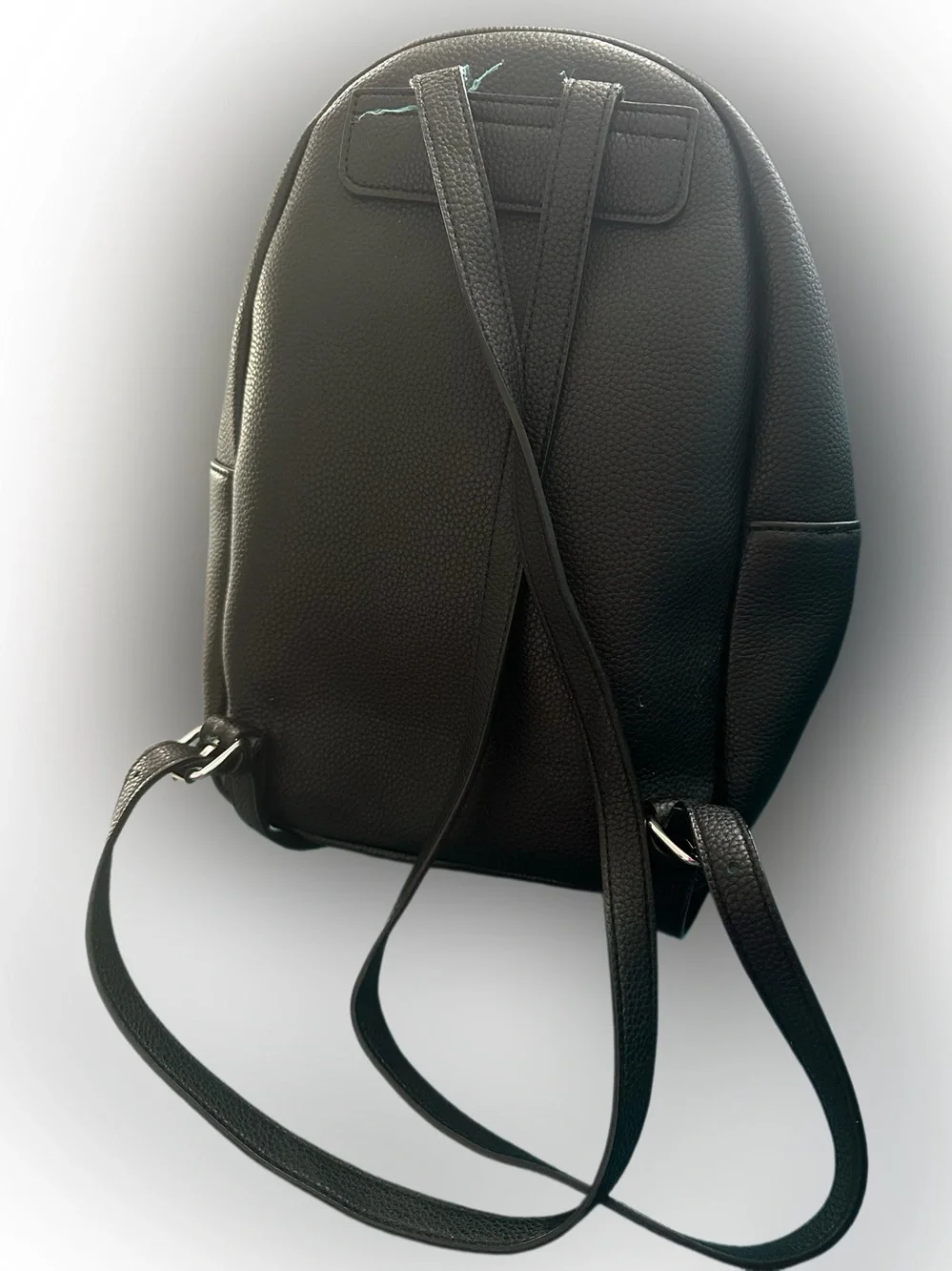 Prune Black Pebbled Leather Mini Backpack with Front Zip Pocket